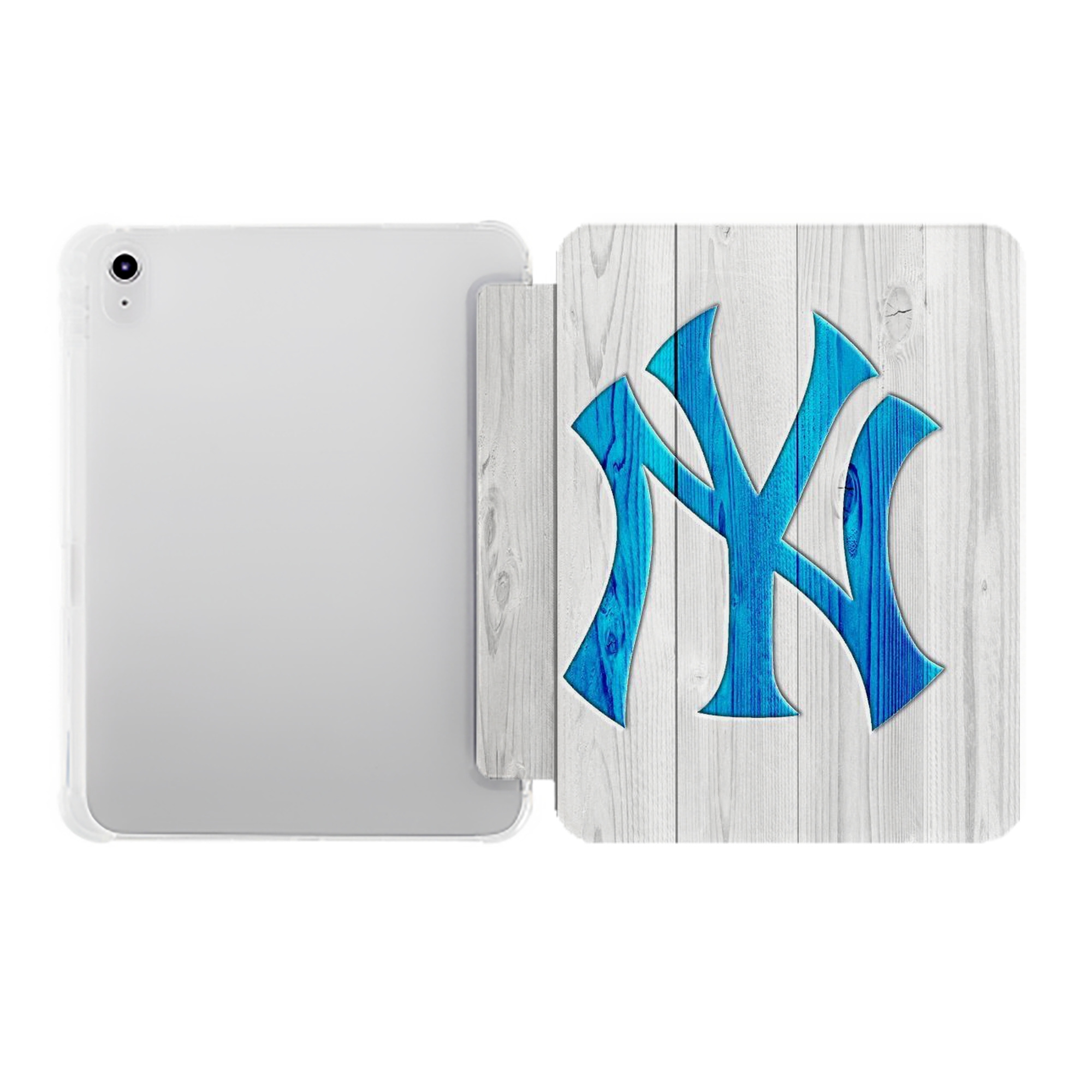 New York Yankees 156 Premium Tri-Fold PU Leather & Silicone IPad Case With Pencil Slot – Fits 9.5,10.5,10.9 – Adjustable Stand, Slim, Protective